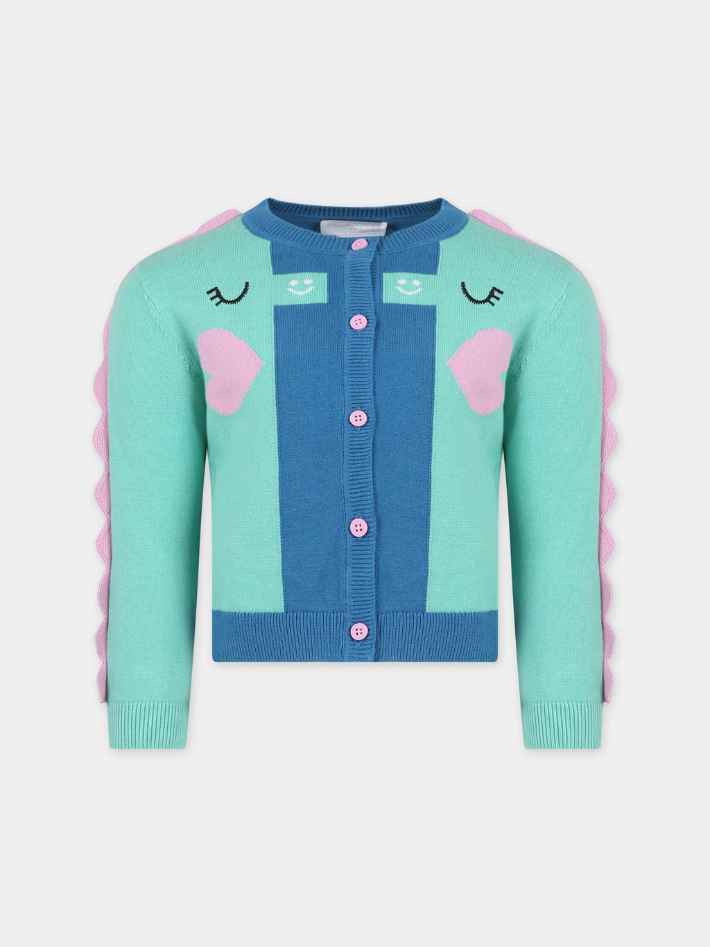 Cardigan azzurro per bambina con cuori