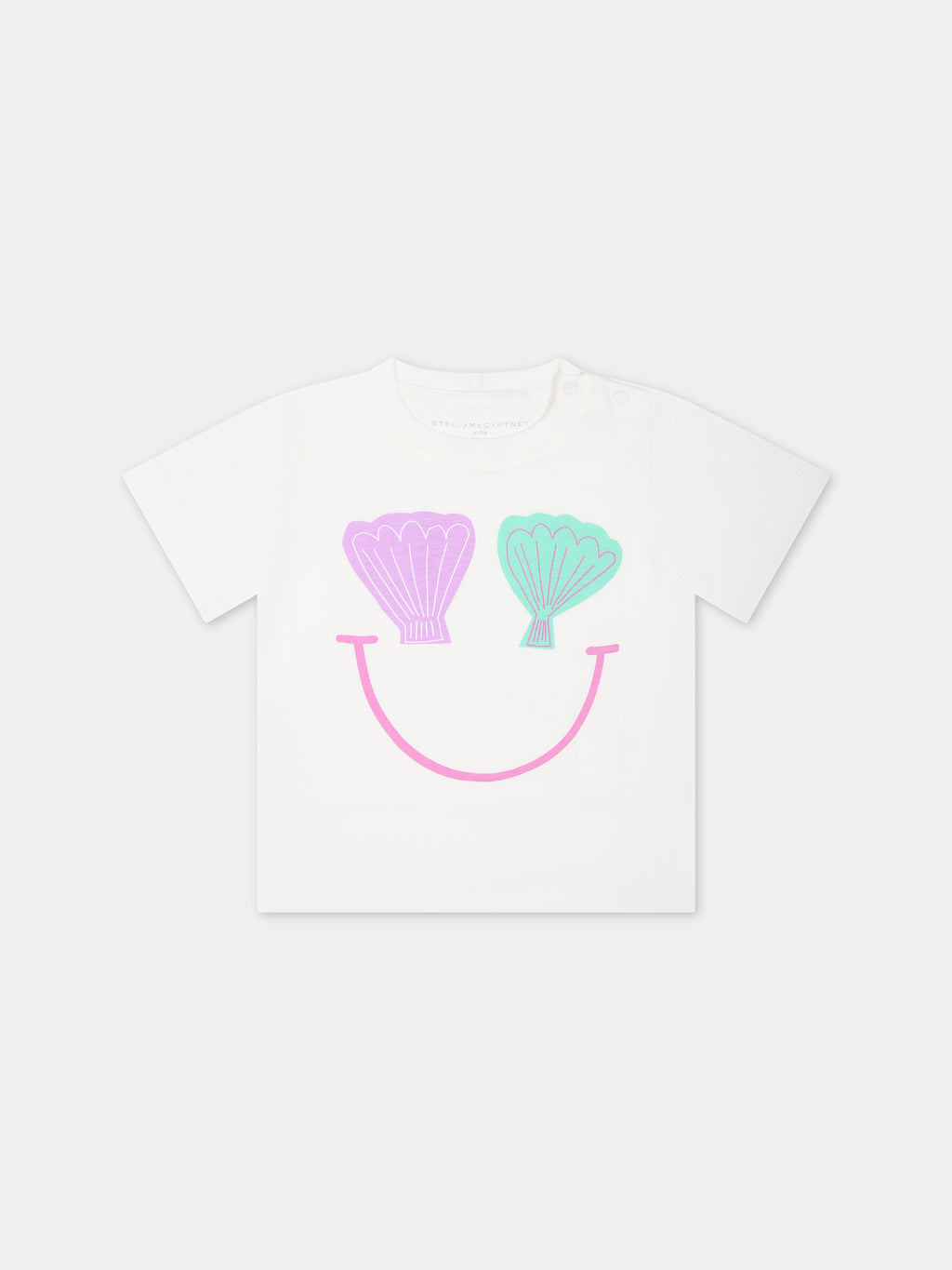 T-shirt bianca per neonata con conchiglie