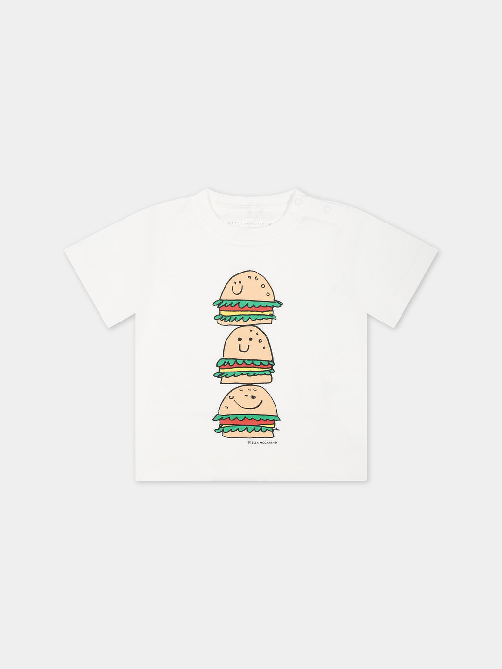 White t-shirt for baby boy with hamburger print