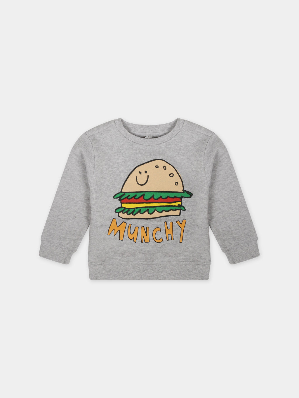 Grey sweatshirt for baby boy with hamburger print