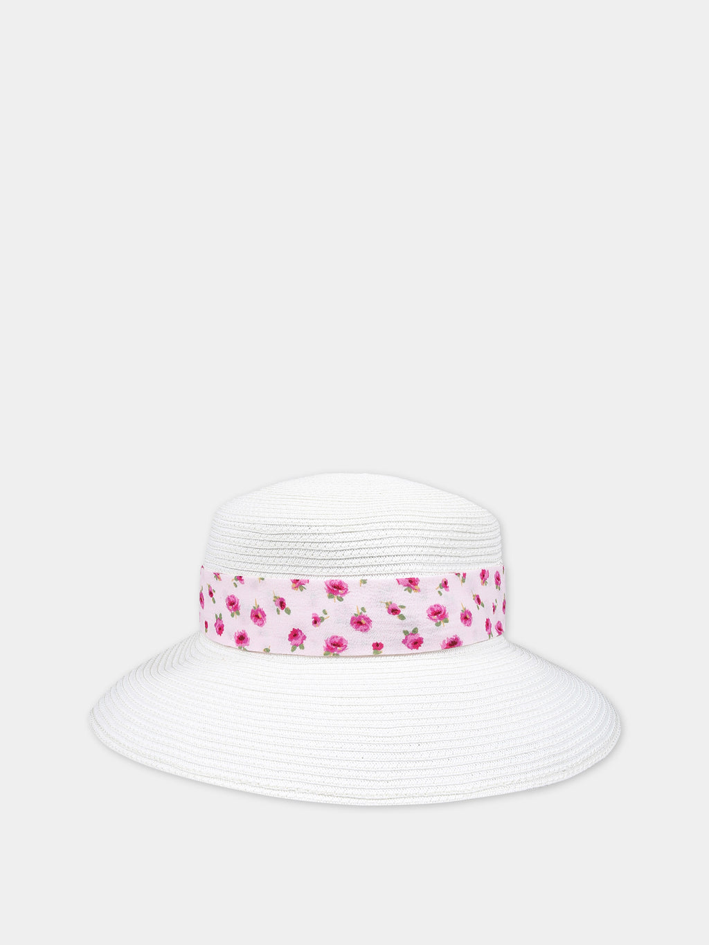 Chapeau en paille blanc avec fleurs