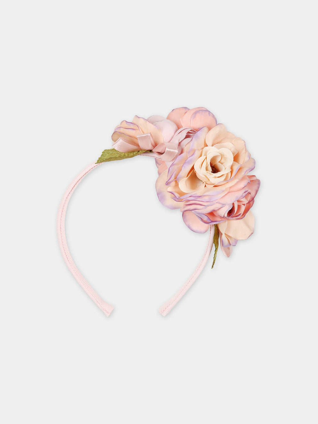 Pink headband for girl with flowers
