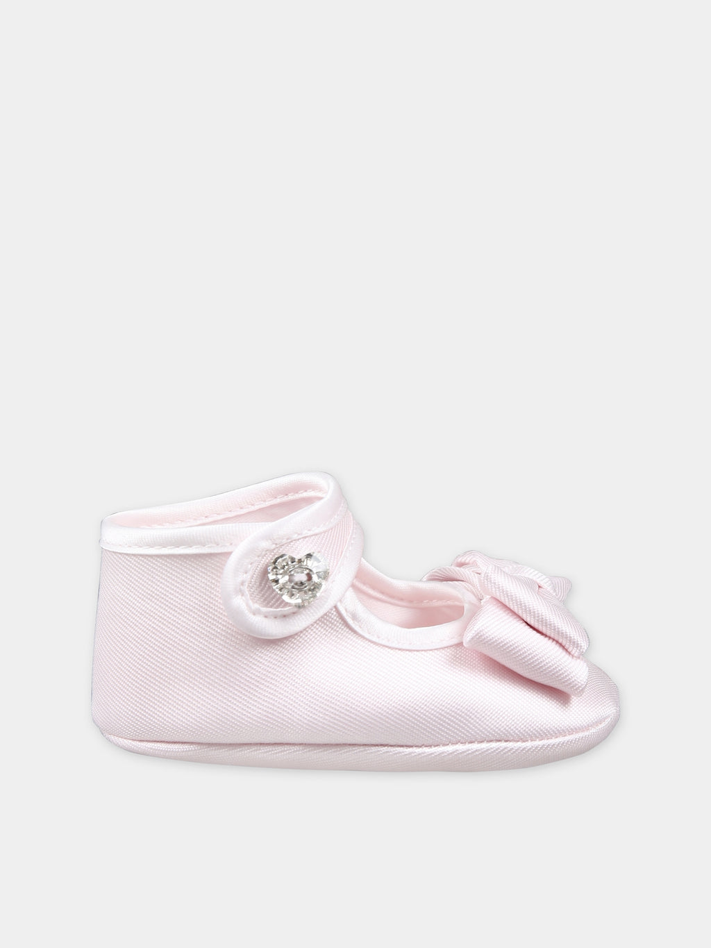 Pink flat shoes for baby girl with bow
