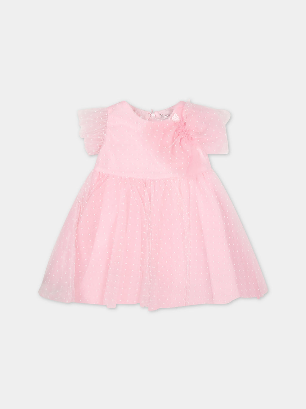 Pink dress for baby girl with polka dots