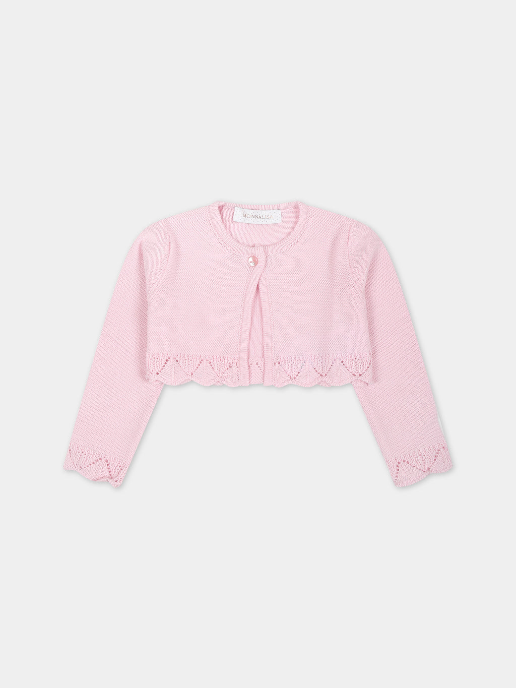 Pink cardigan for baby girl with ruffles