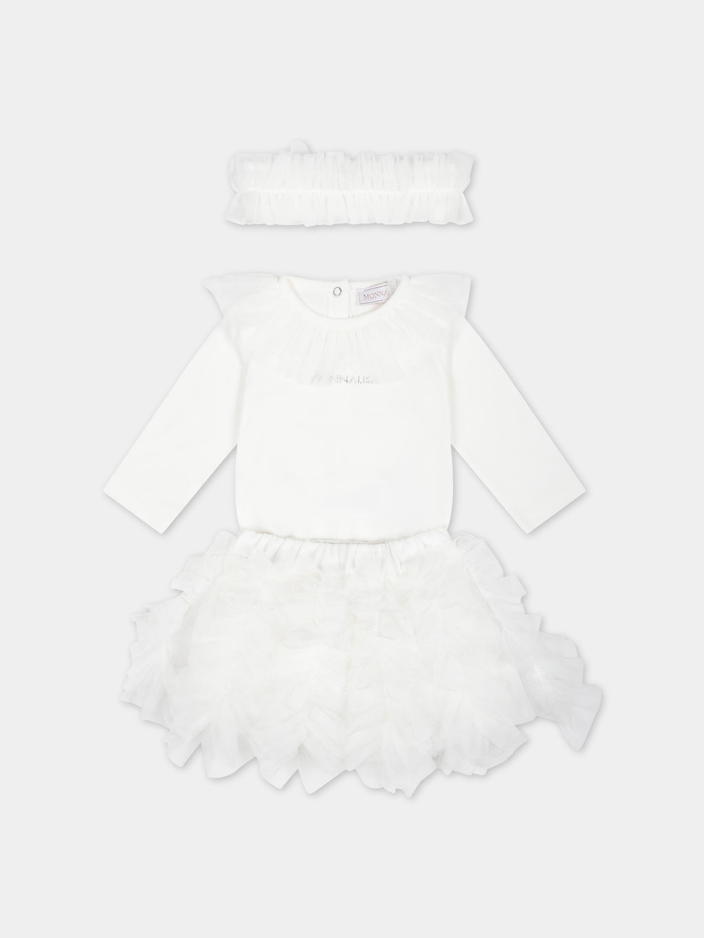 White set for baby girl with logo