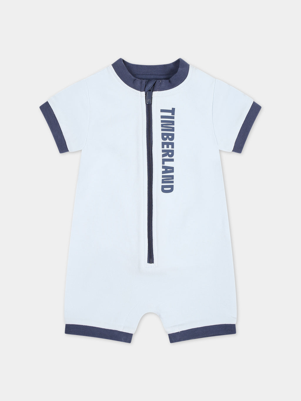 Light blue romper for baby boy with logo