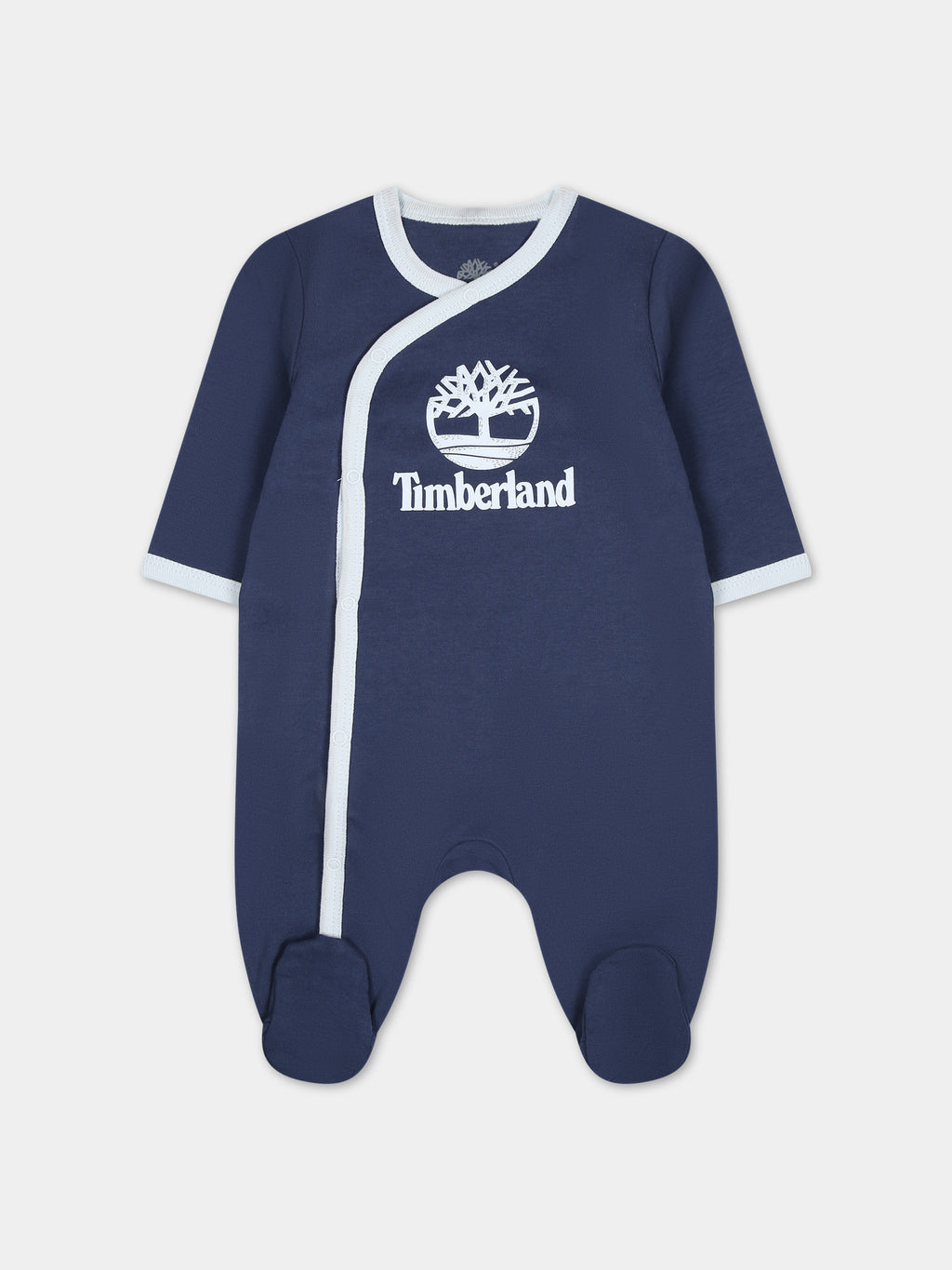 Blue jumpsuit for baby boy with logo