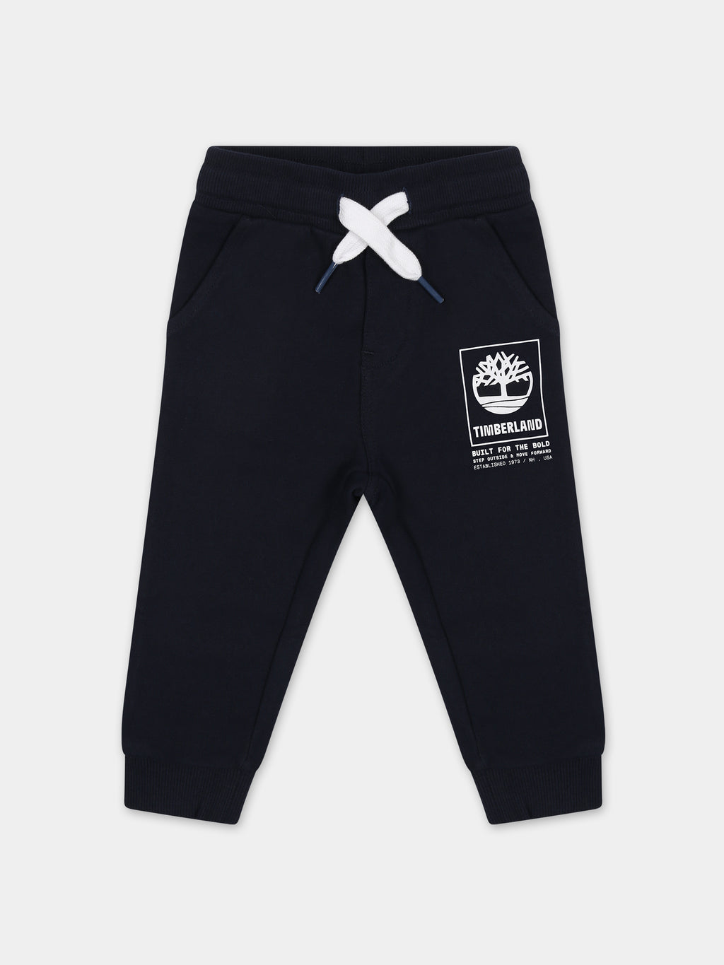 Blue trousers for baby boy with logo