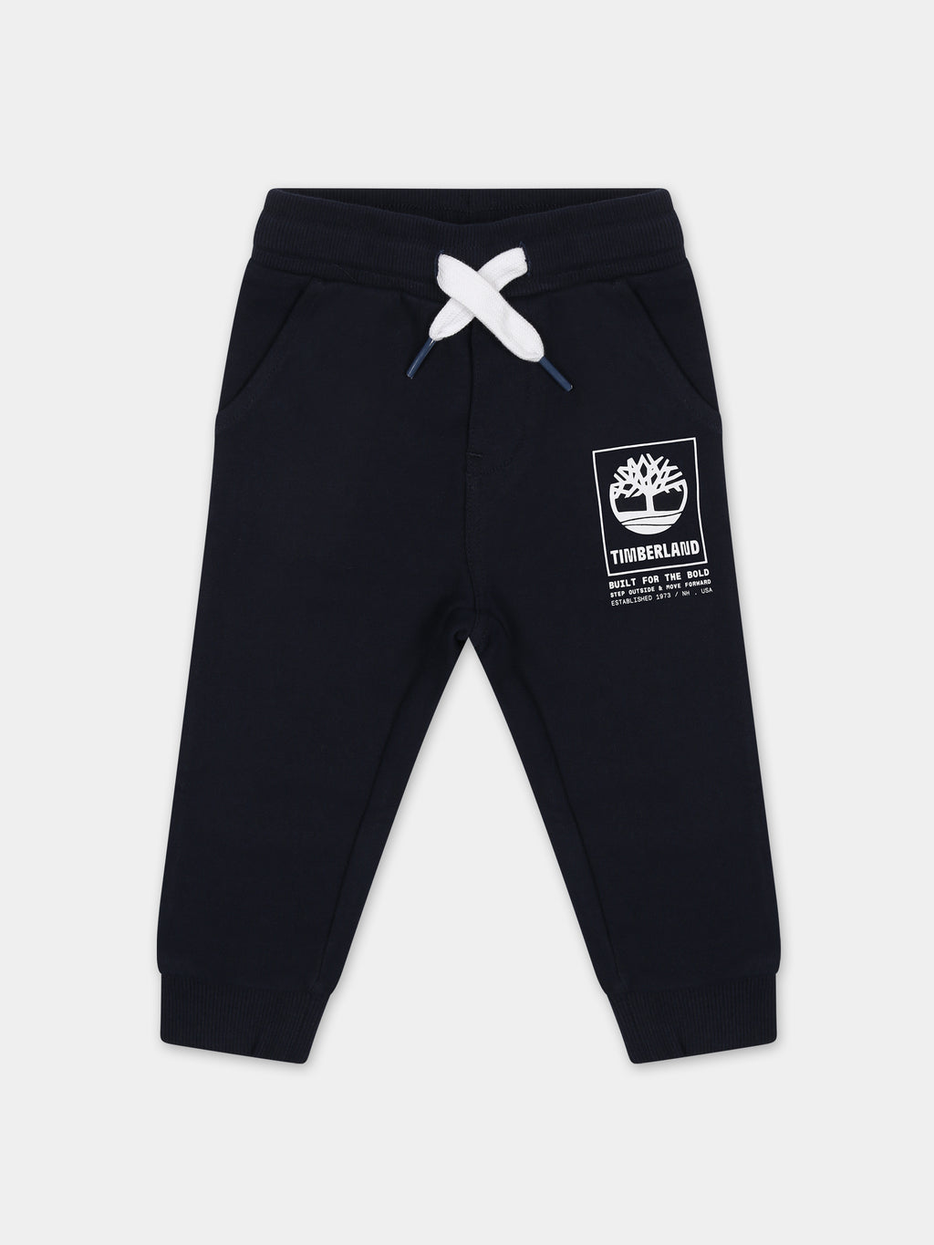 Pantaloni blu per neonato con logo