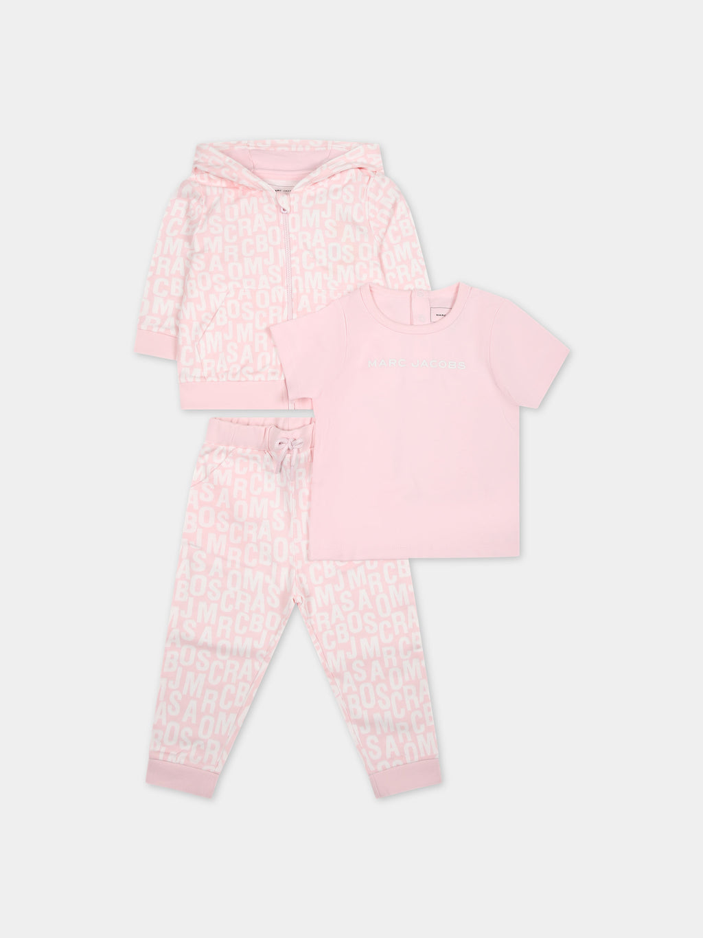 Pink suit for baby girl with logo