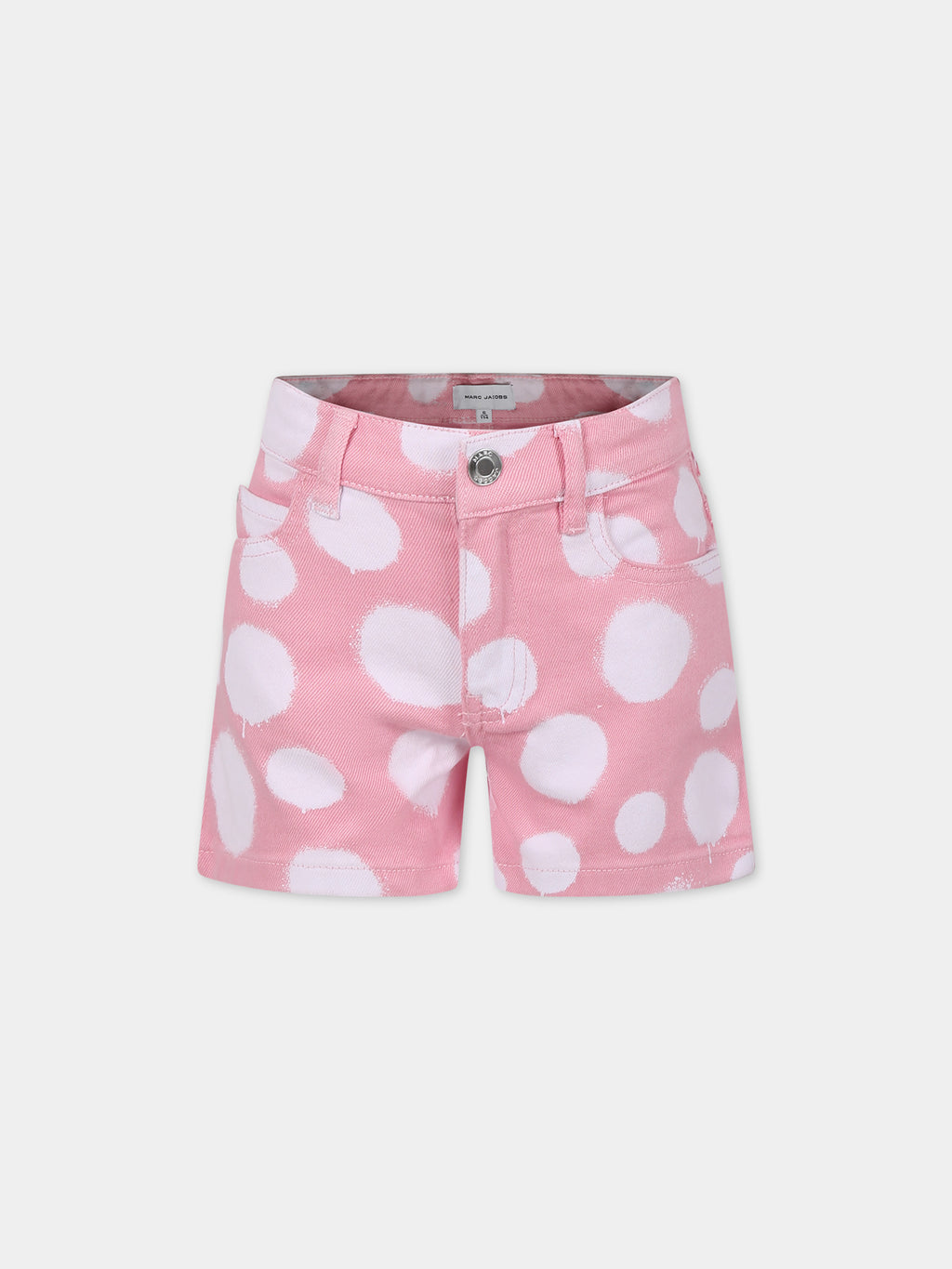 Shorts rosa per bambina con pois all-over