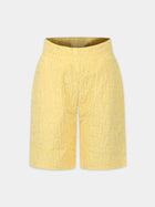 Shorts gialli per bambini con logo,Little Marc Jacobs,W60095 577