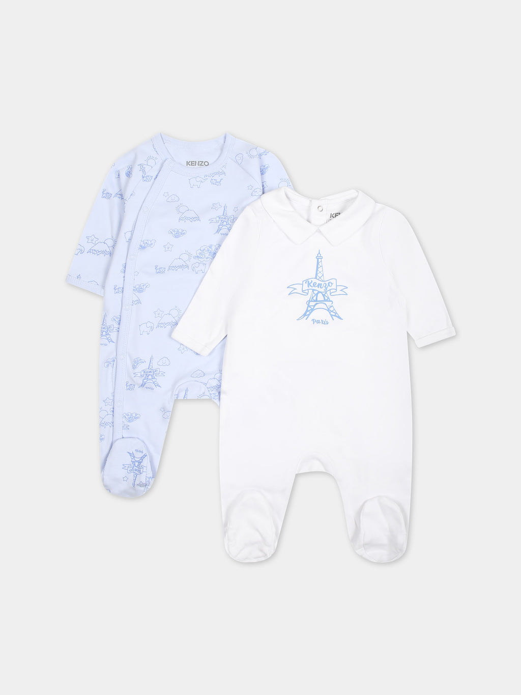 Light blue set for baby boy with Tour Eiffel and print