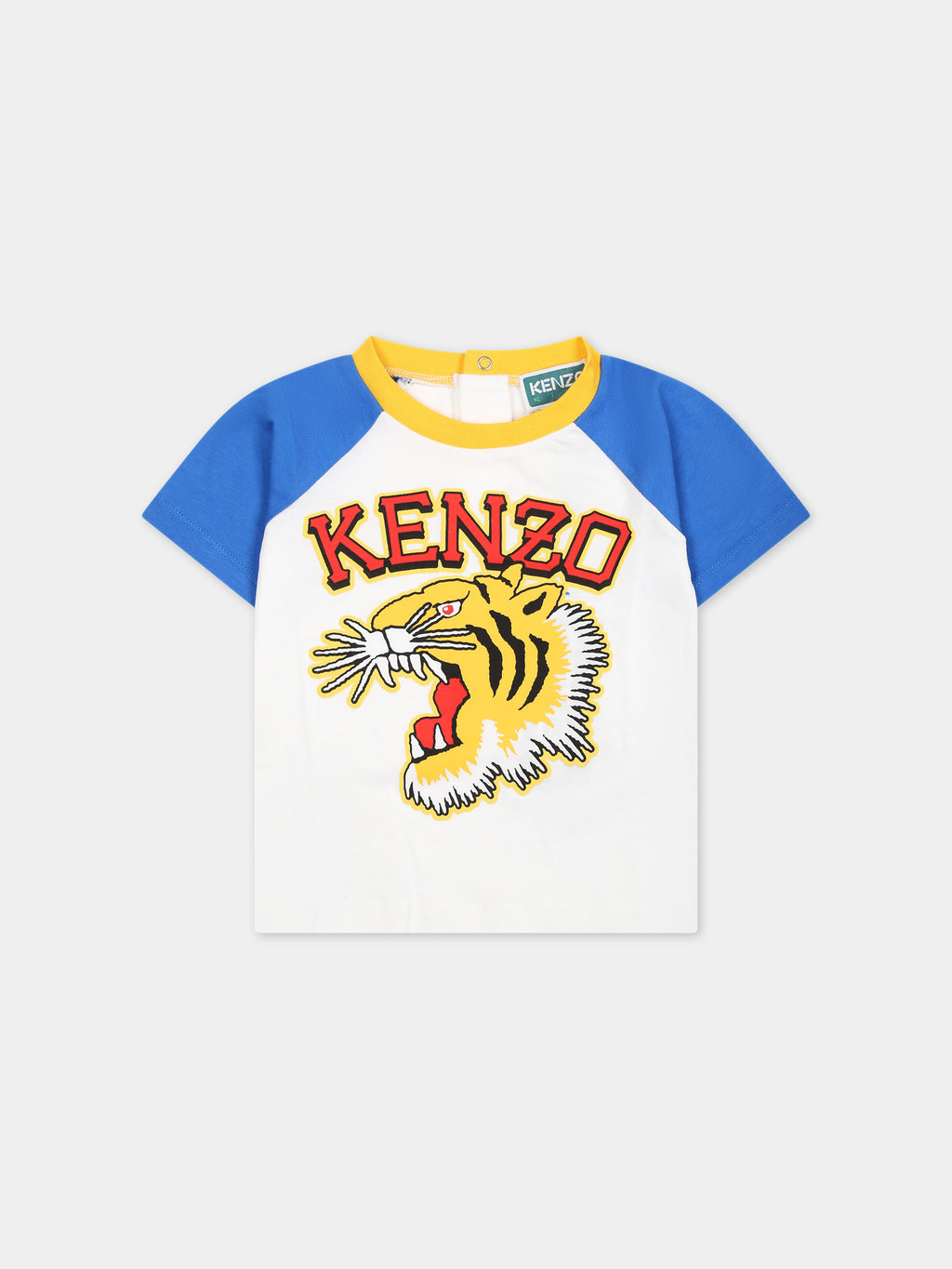 White baby boy t-shirt with iconic tiger print