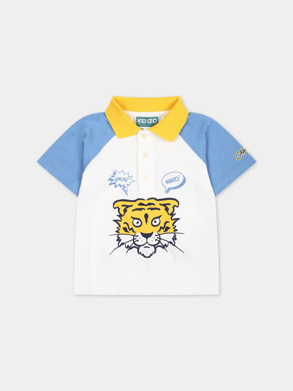 White polo for baby boy with iconic print and logo