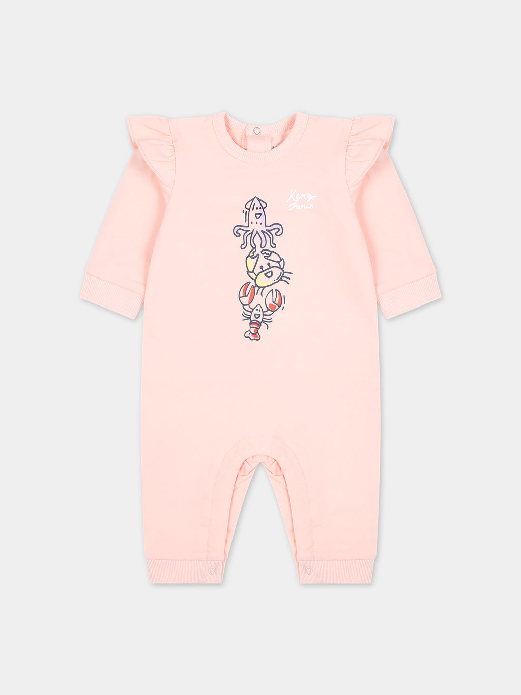 Pink babygrow for baby girl with print and logo