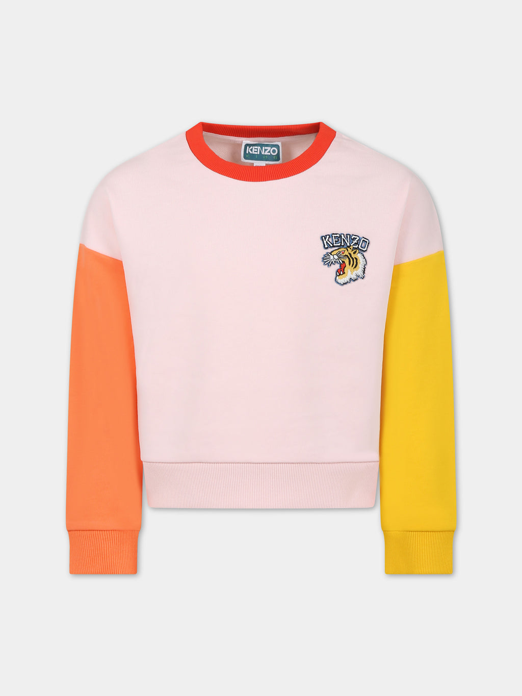 Multicolored sweatshirt for girl with iconic tiger and logo