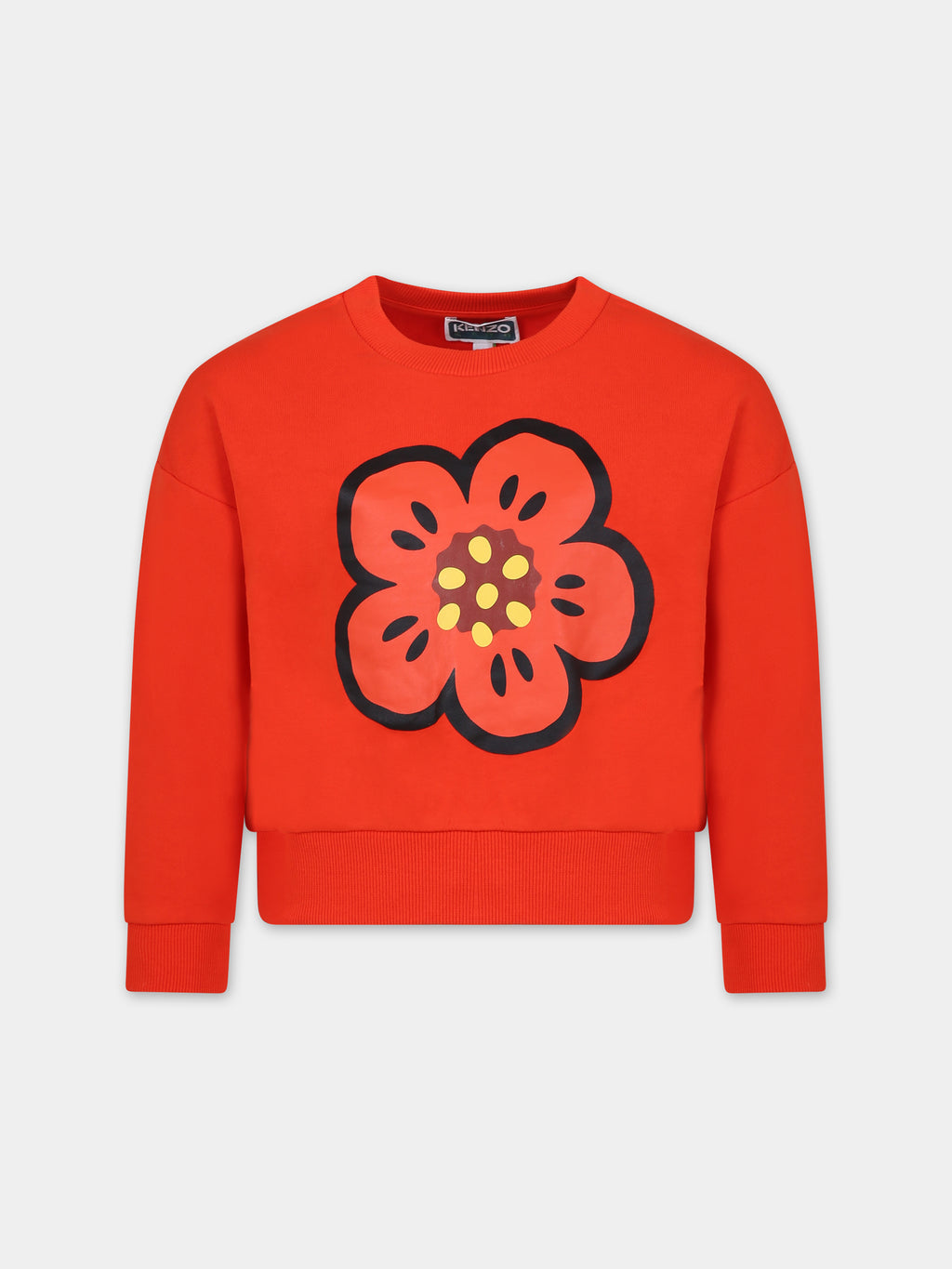 Sweat-shirt rouge pour fille avec fleur