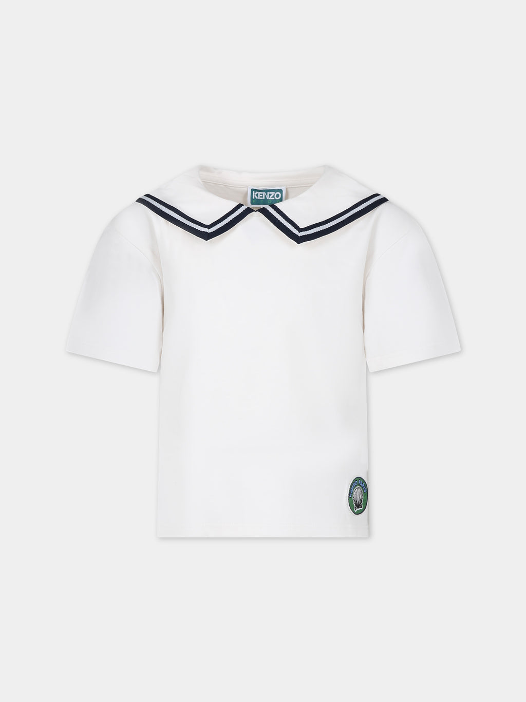 Ivory t-shirt for boy with logo patch