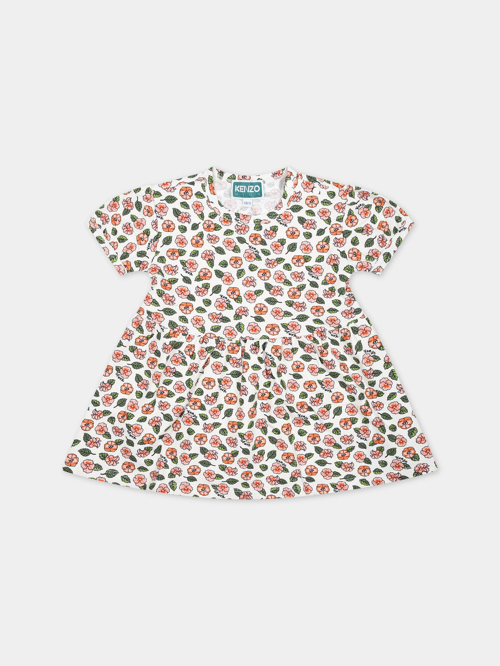 White dress for baby with floral print