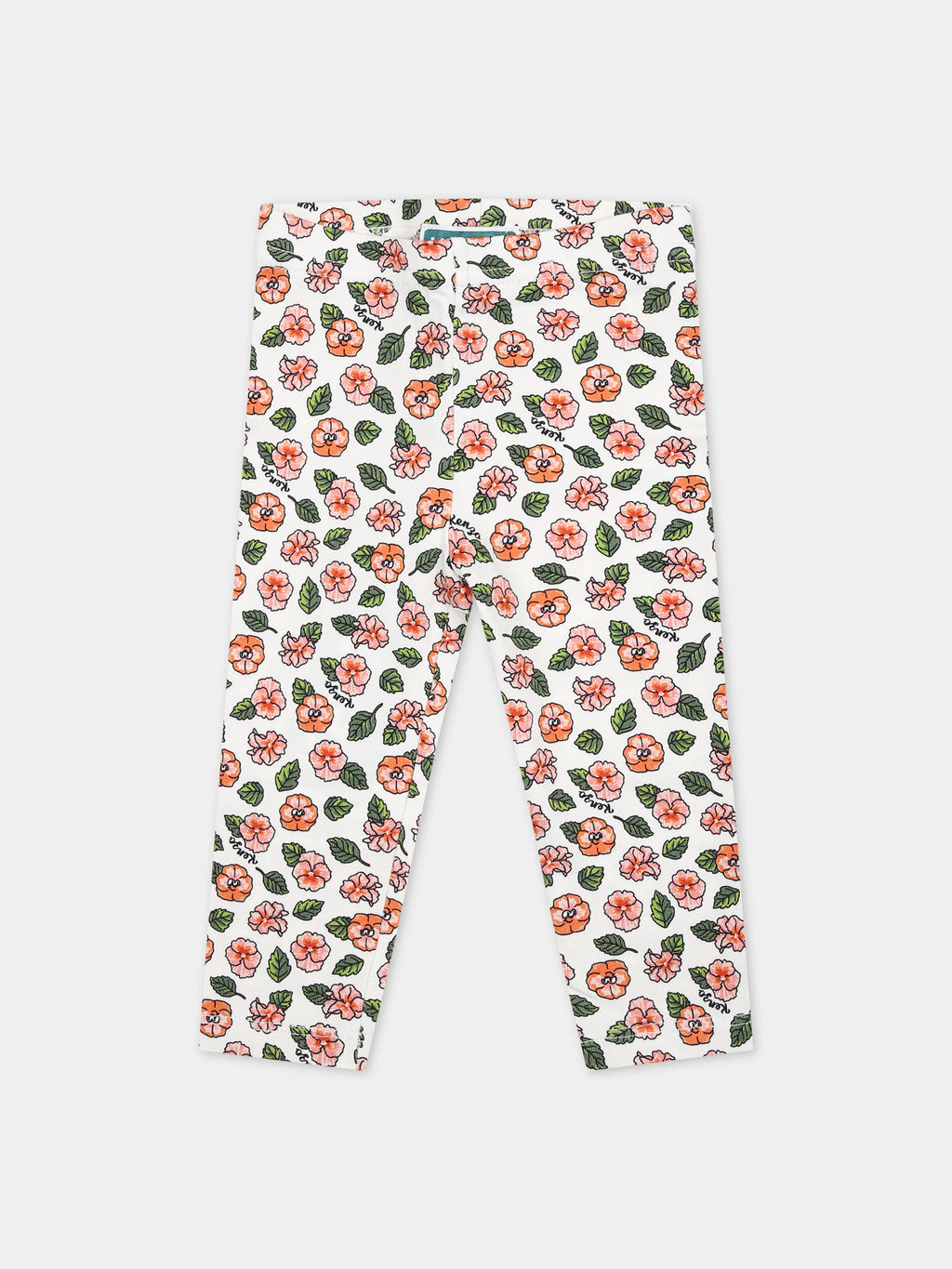 Leggings bianco per neonata con stampa floreale