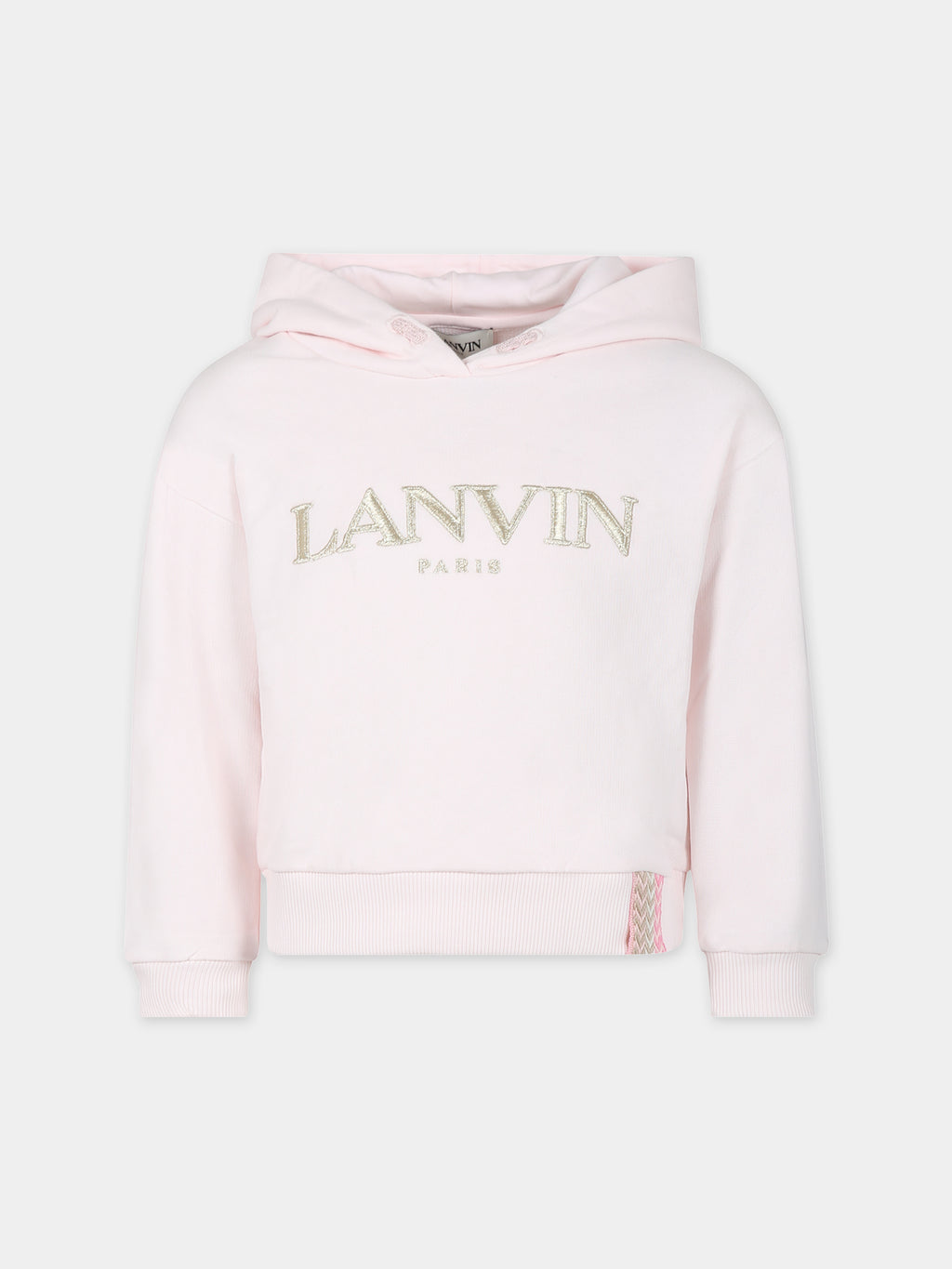 Pink sweatshirt with hood for girl with logo