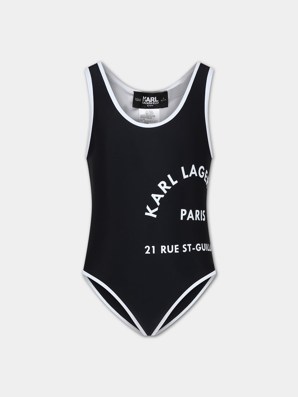 Black swimsuit for girl with print