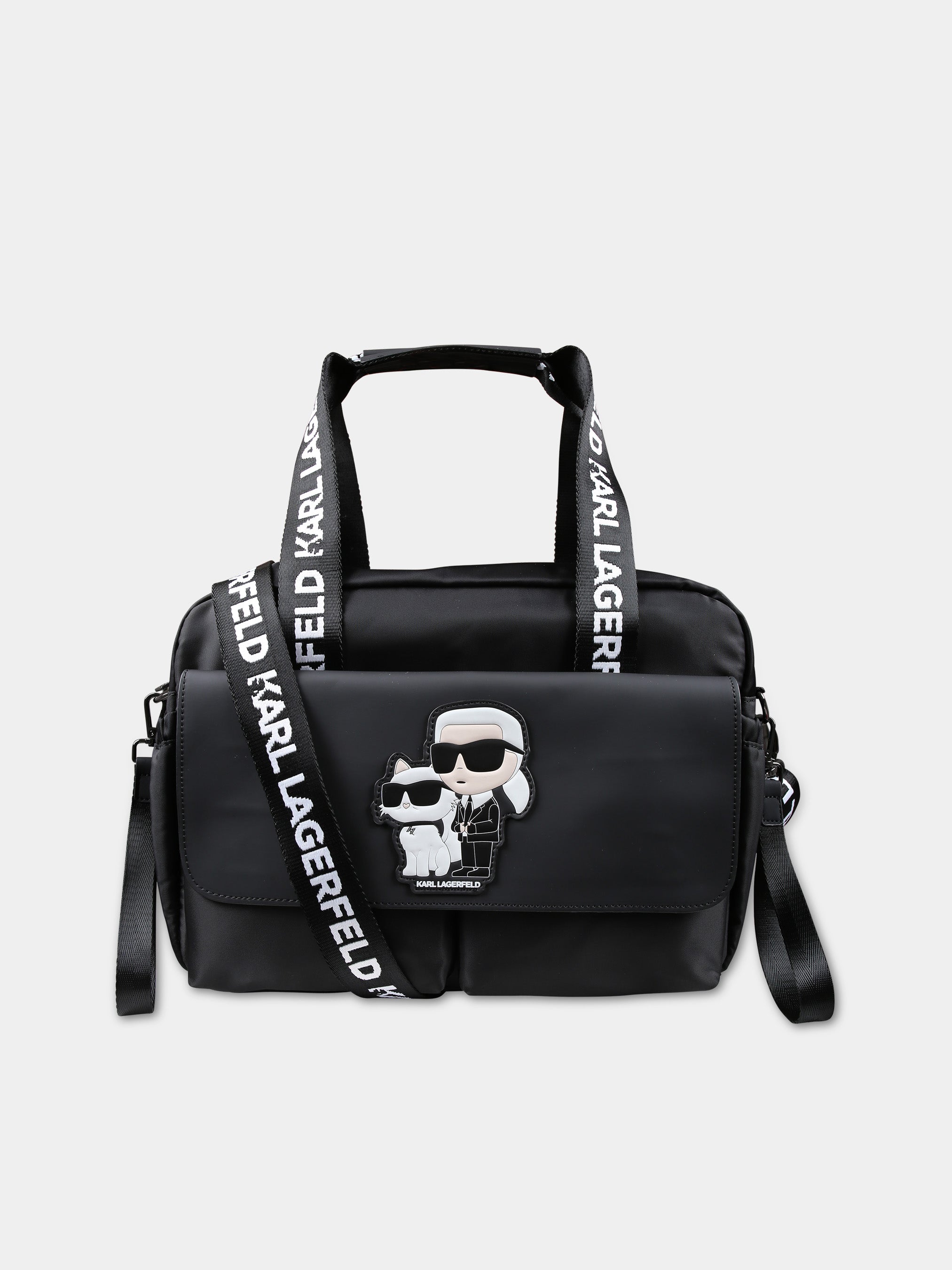 KARL LAGERFELD KIDS Sacoche zippée imprimée garcon noir 