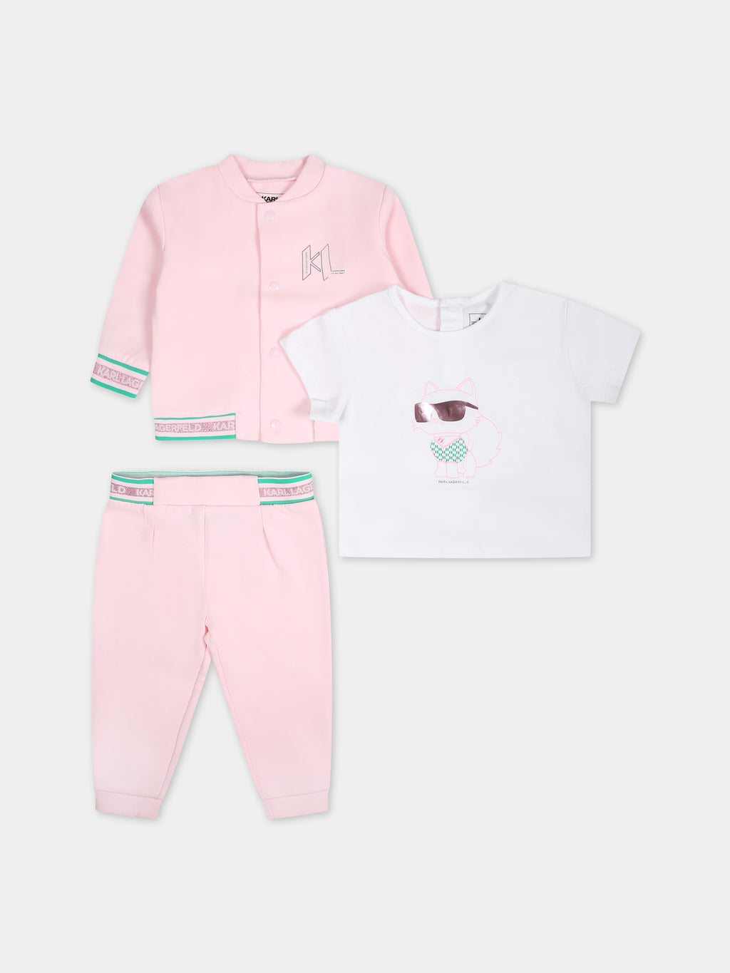 Pink set for baby girl with logo