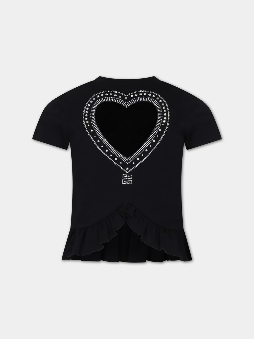 T-shirt nera per bambina con logo