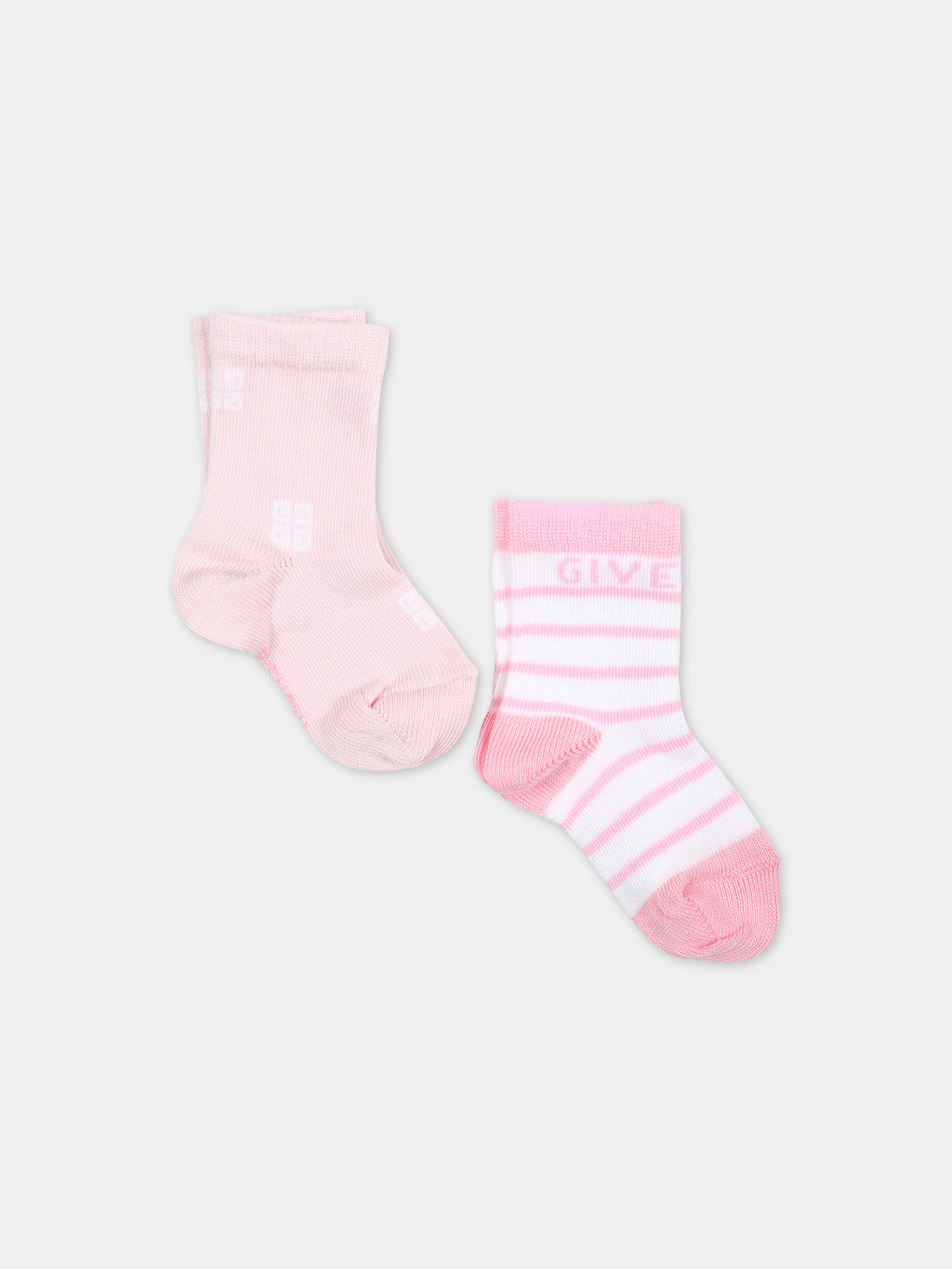 Pink socks set for baby girl with logo