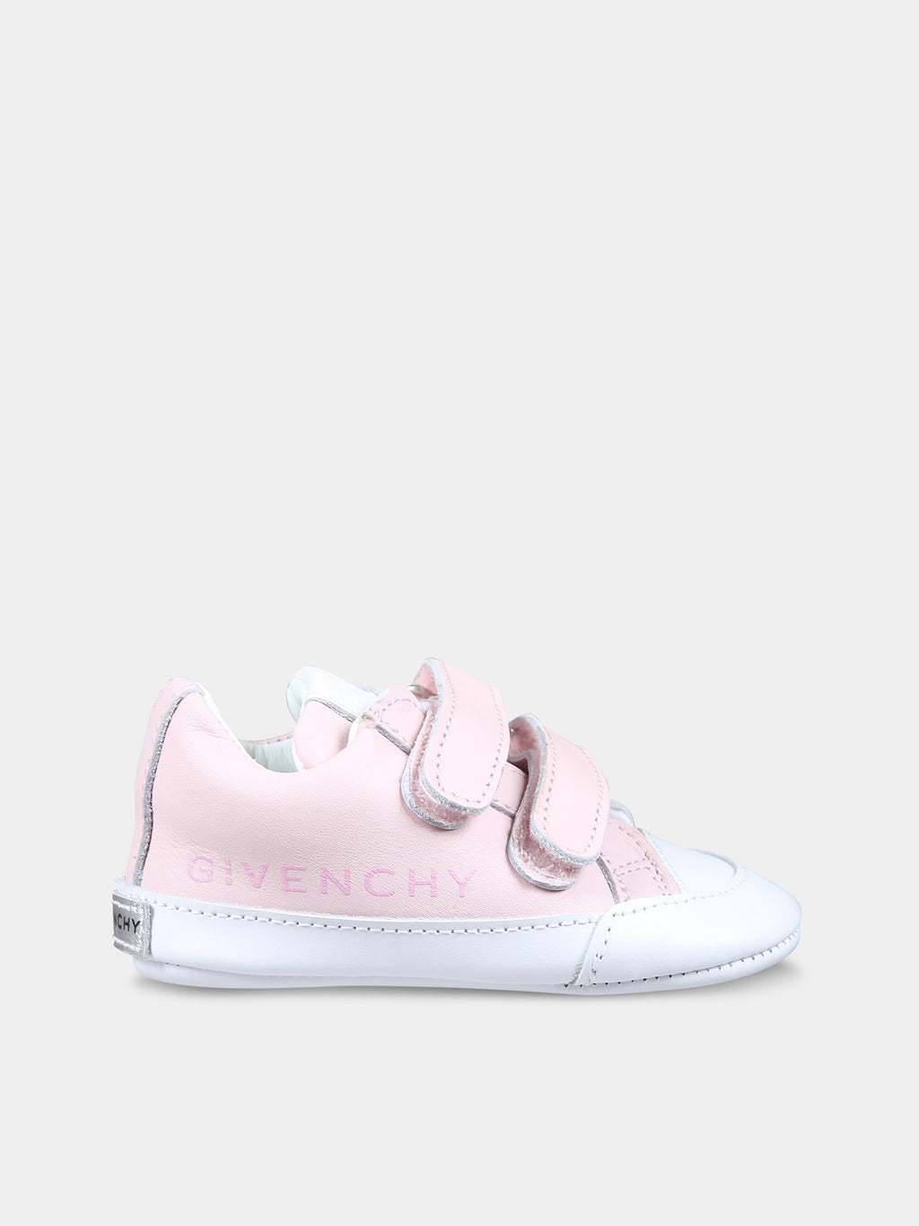 Pink sneakers for baby girl with logo