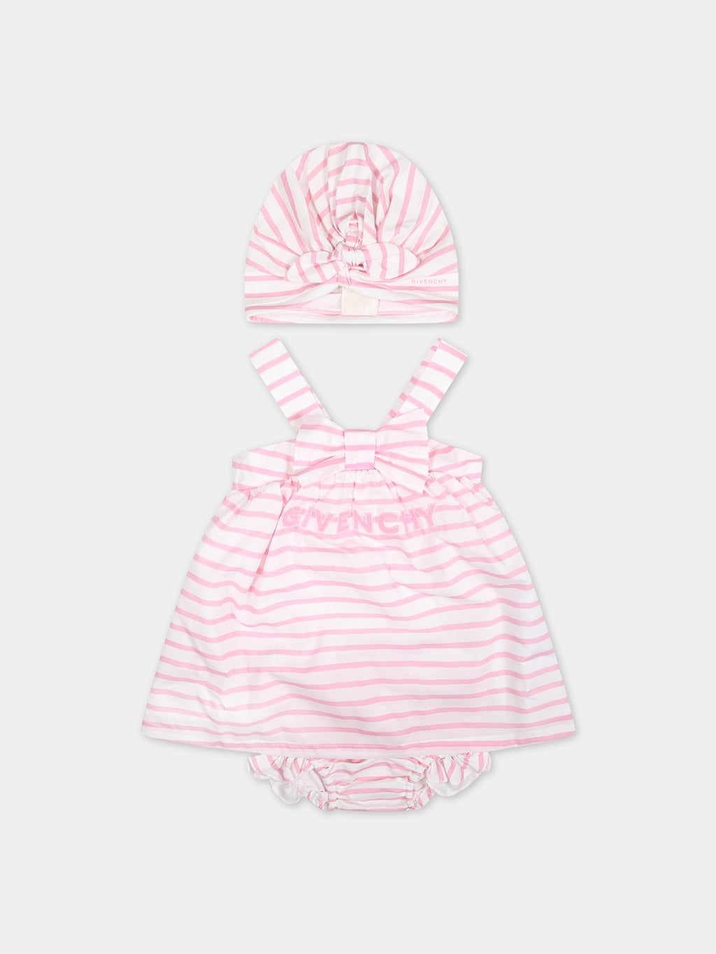 Pink dress for baby girl with stripes