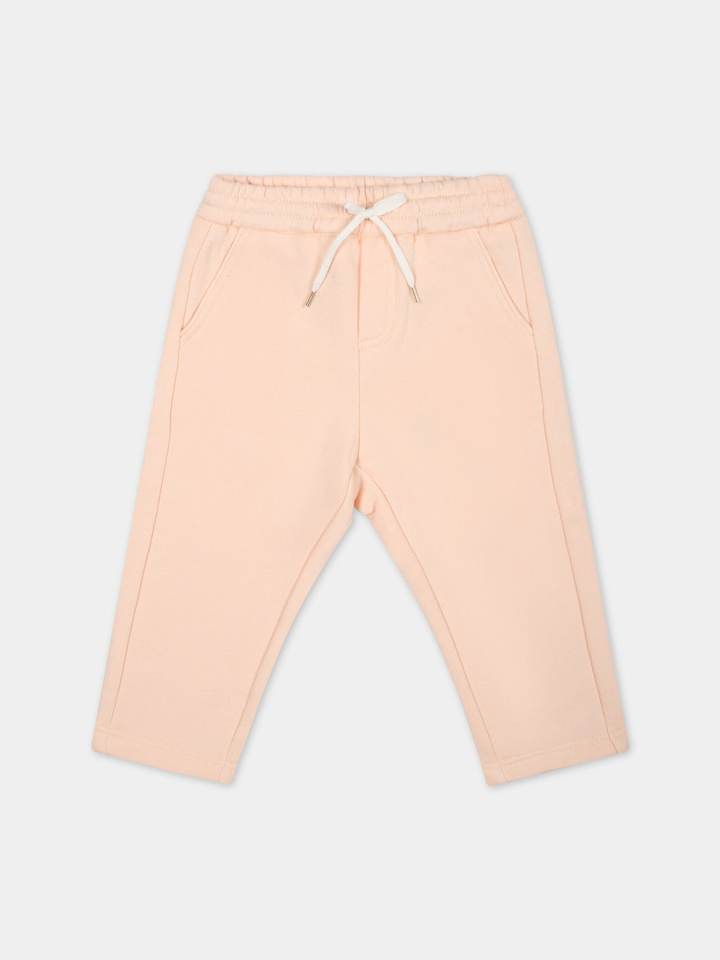 Pink casual trousers for baby gilr with logo