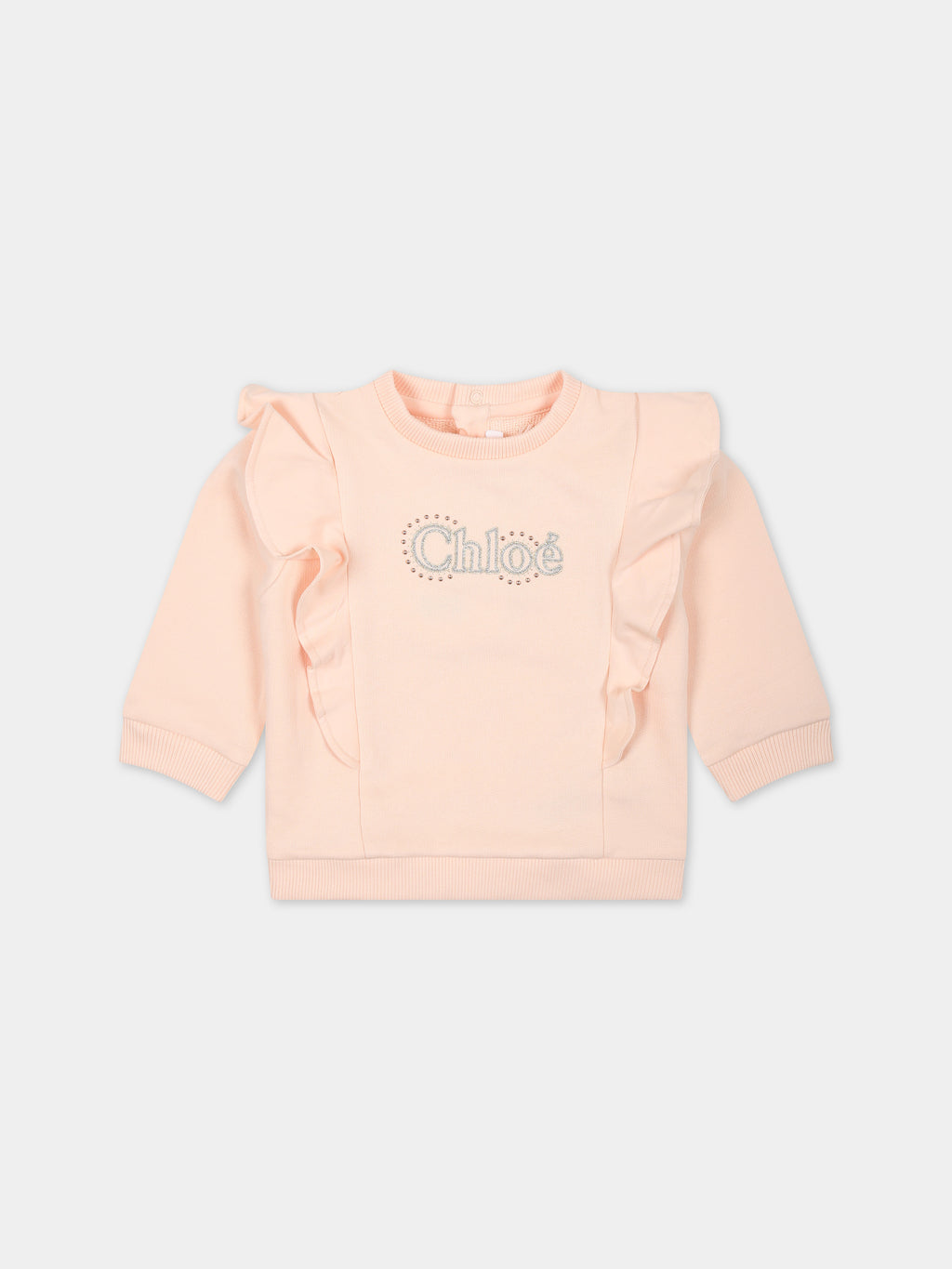 Pink sweatshirt for baby girl with logo