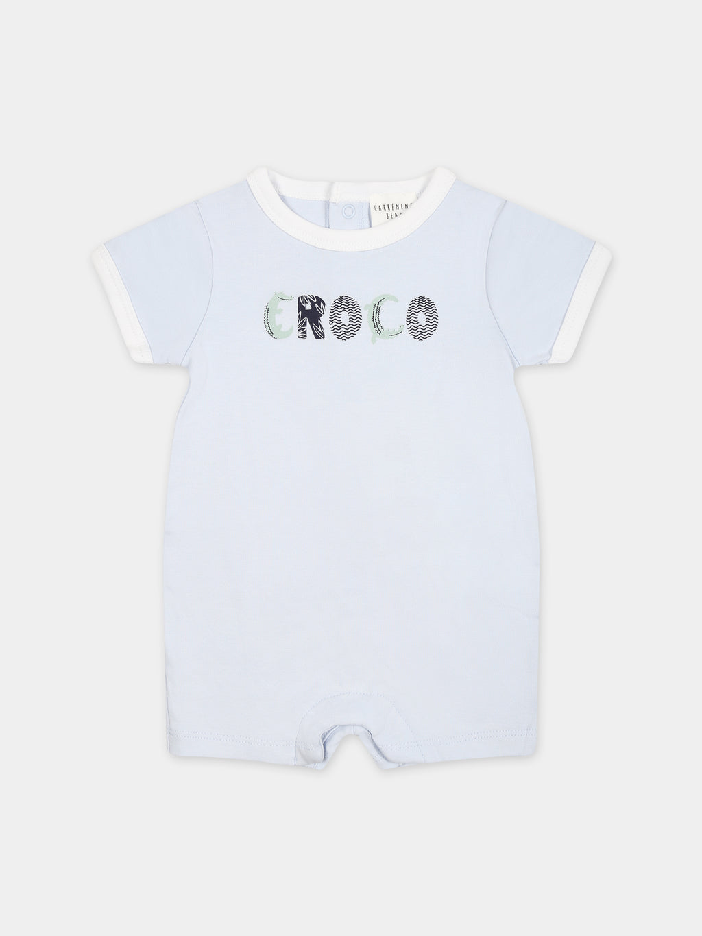 Light blue romper for baby boy with press