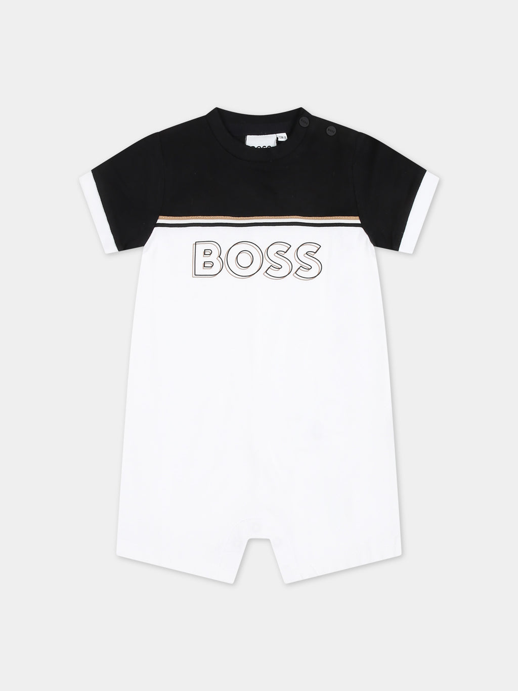 White romper for baby boy wih logo