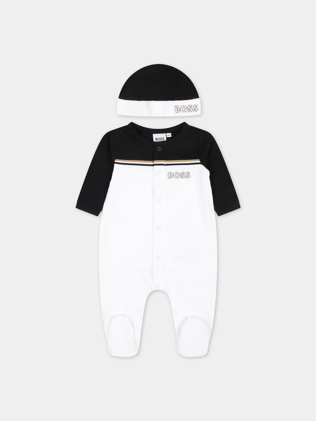 White set for baby boy with logo