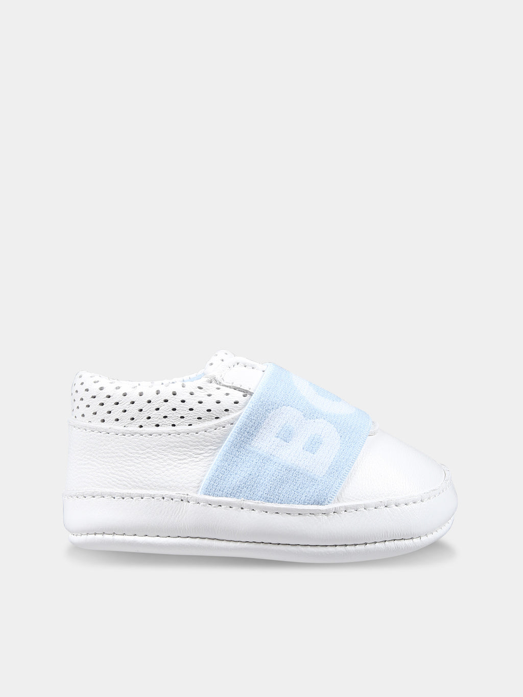 White sneakers for baby boy with logo