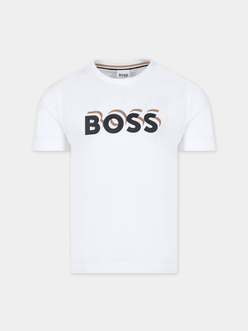 White t-shirt for boy with logo