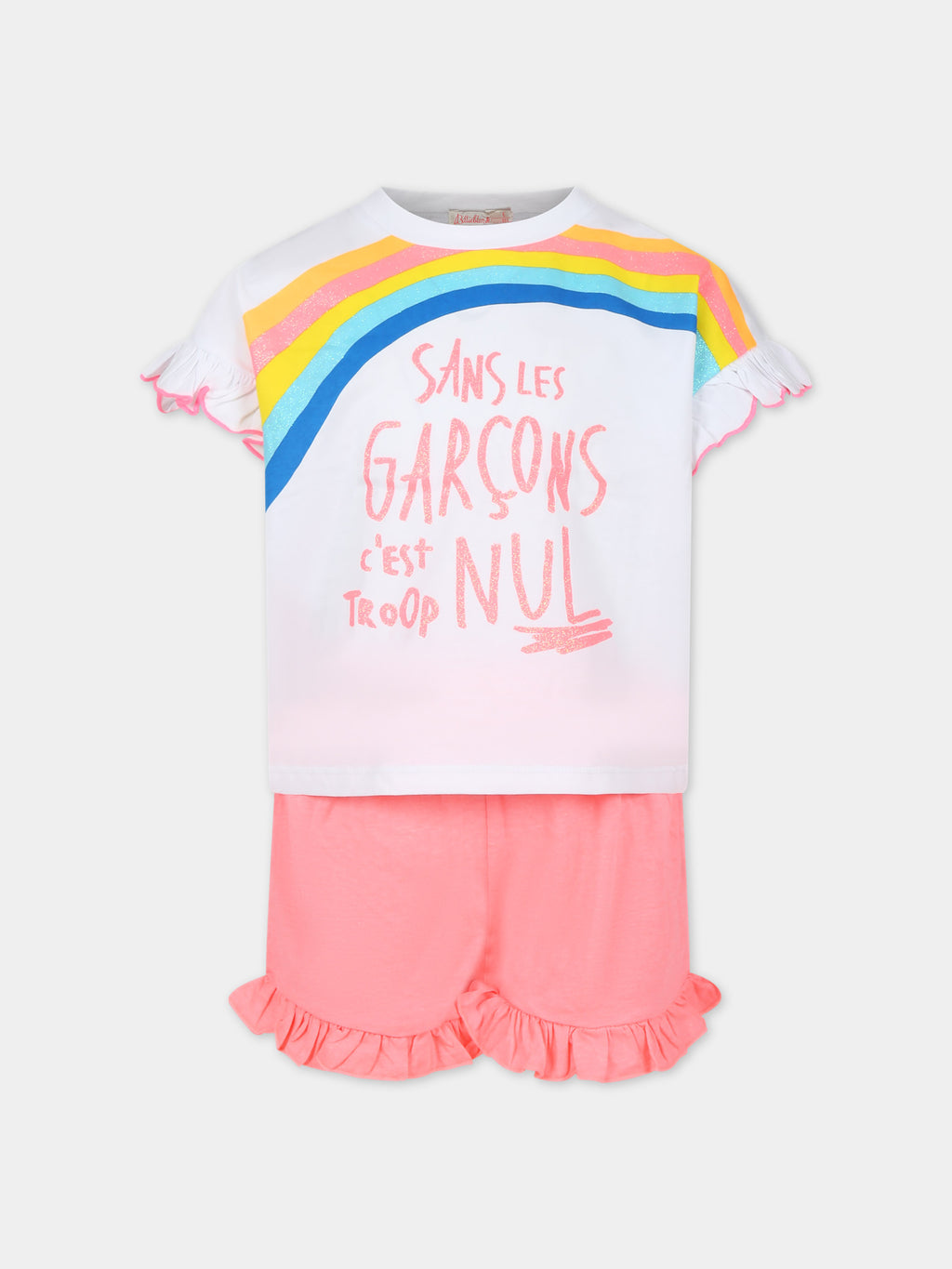 Multicolor sports suit for girl with rainbow