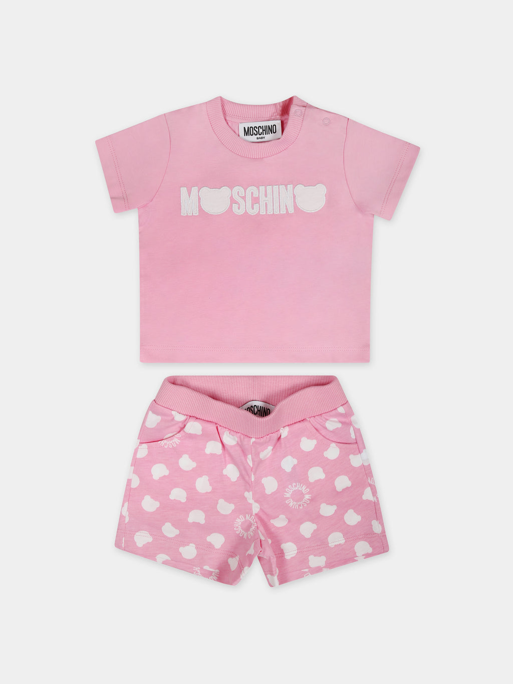 Pink outfit for baby girl with logo