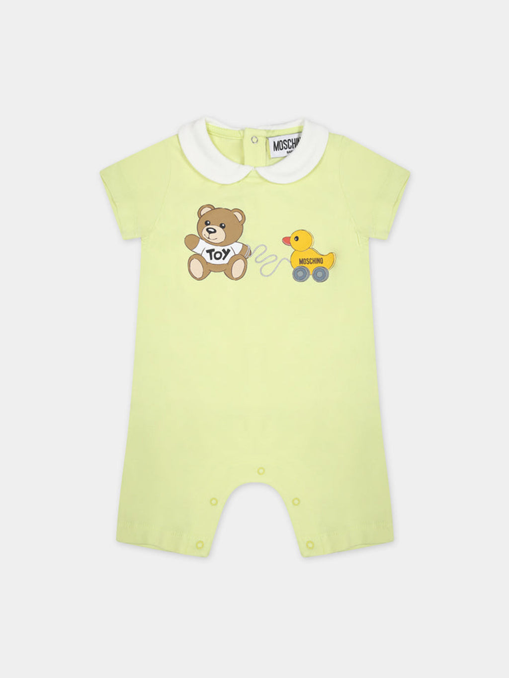 Green bodysuit for babies with Teddy Bear and duck