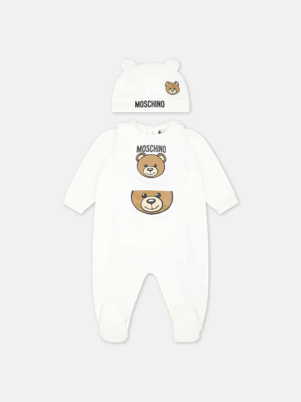 White set for babies with Teddy Bear