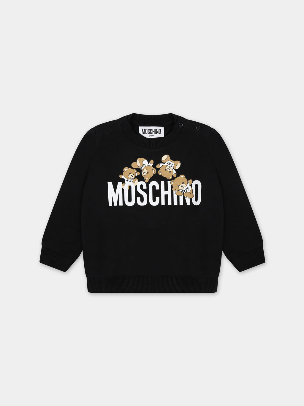 Black sweatshirt for babies with Teddy Bears and logo