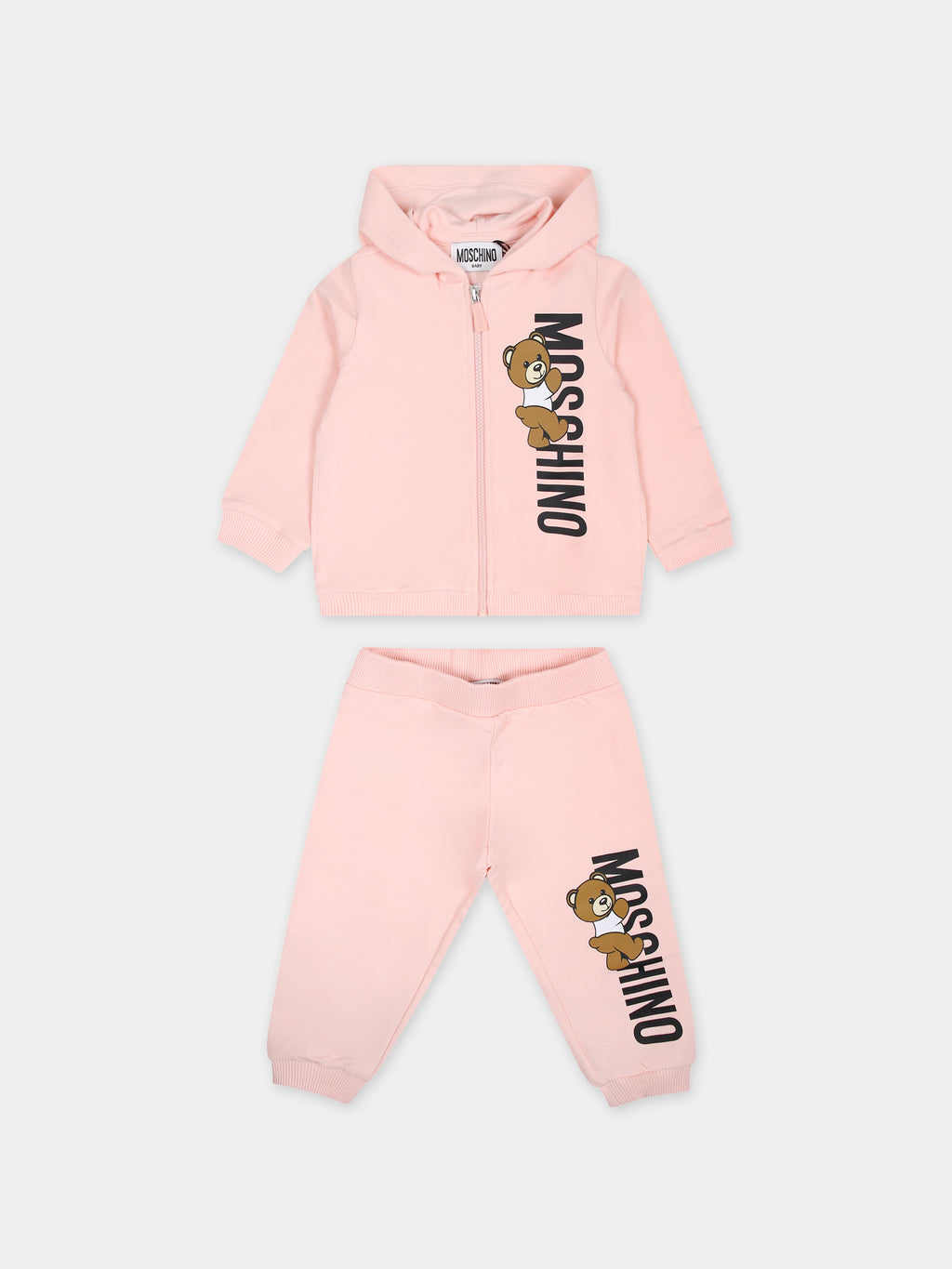 Pink set for baby girl with Teddy Bear and logo