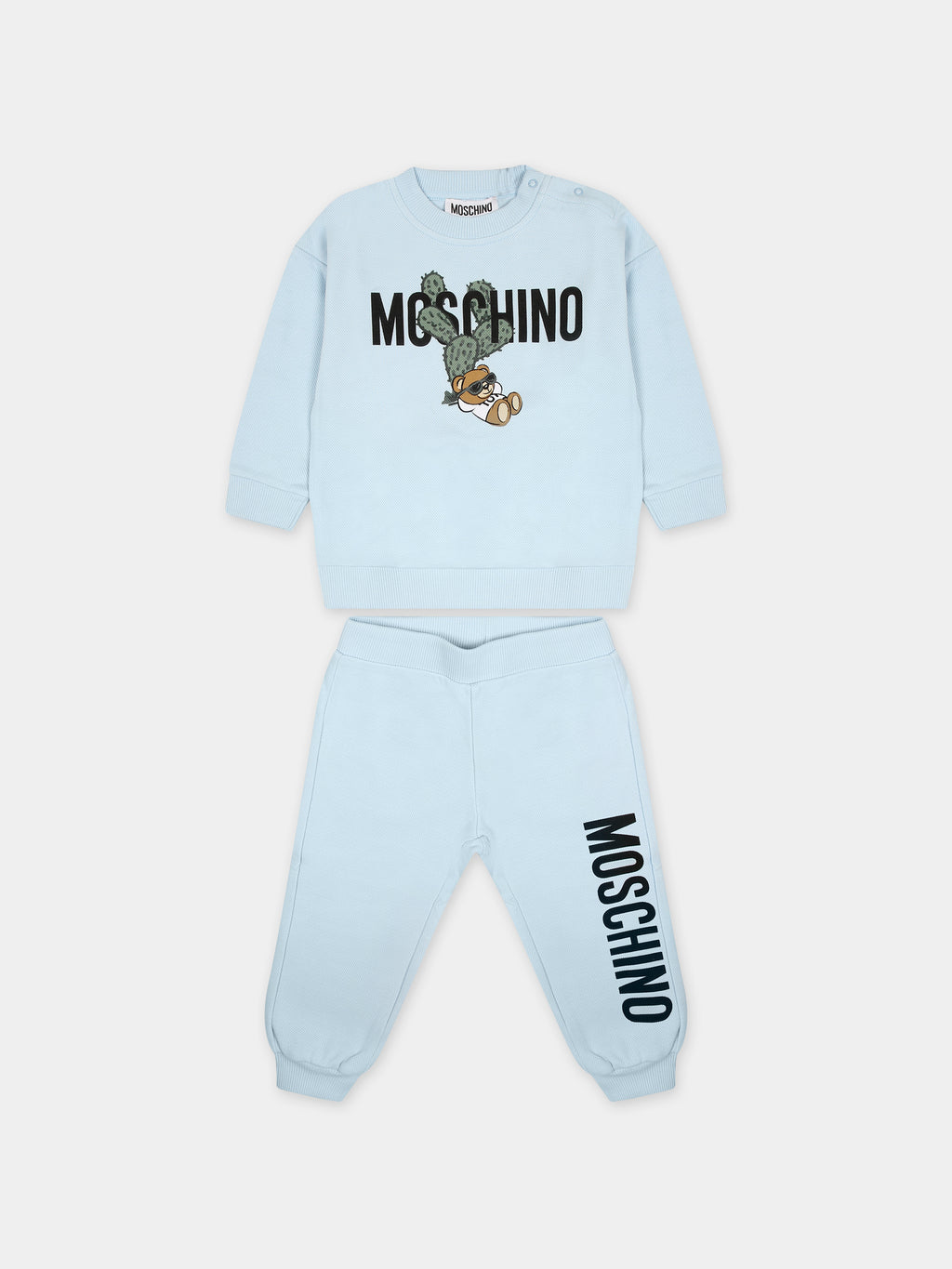 Light blue set  for baby boy with Teddy bear and logo