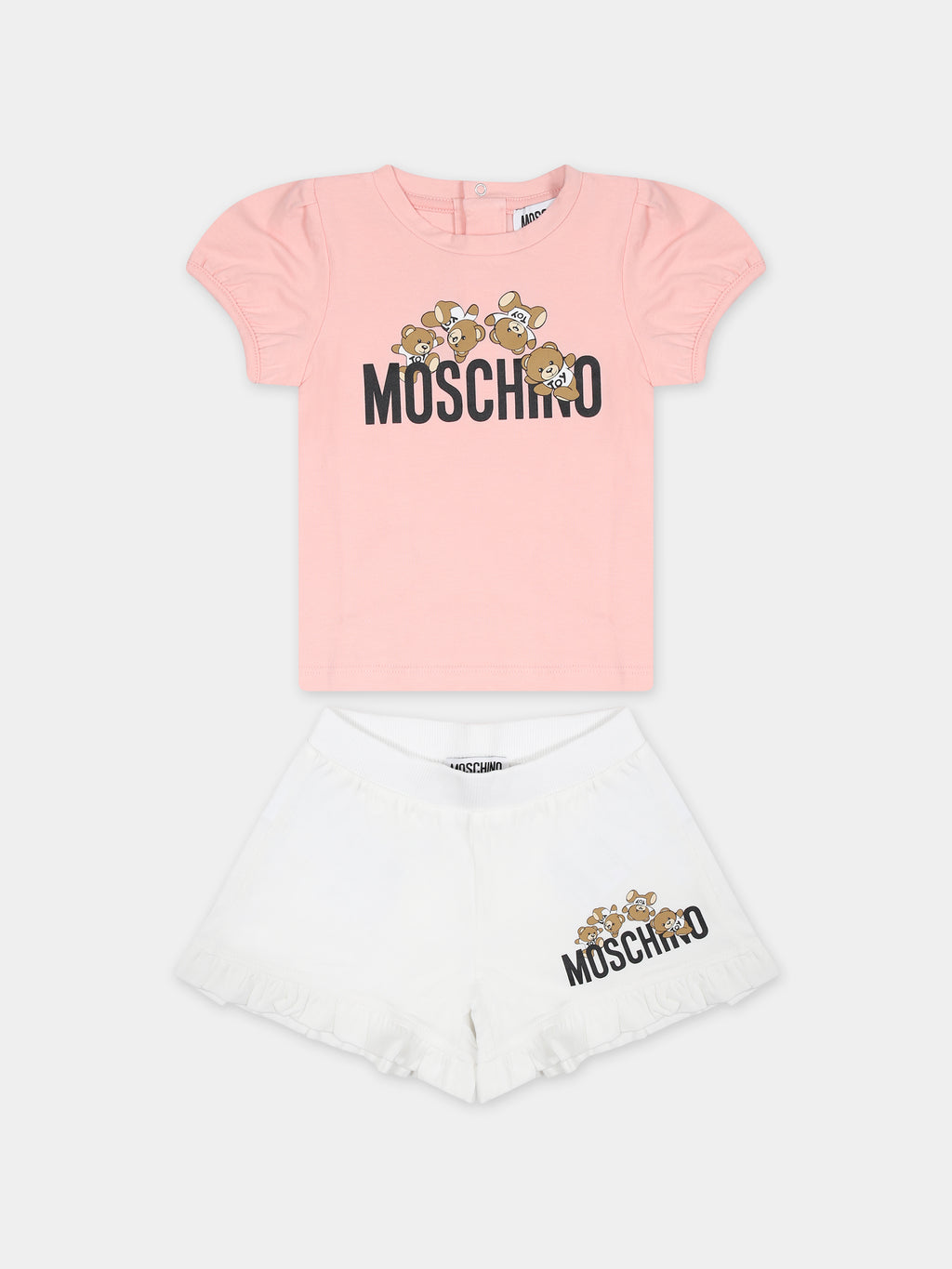 Multicolor tracksuit for baby girl with Teddy Bear and logo