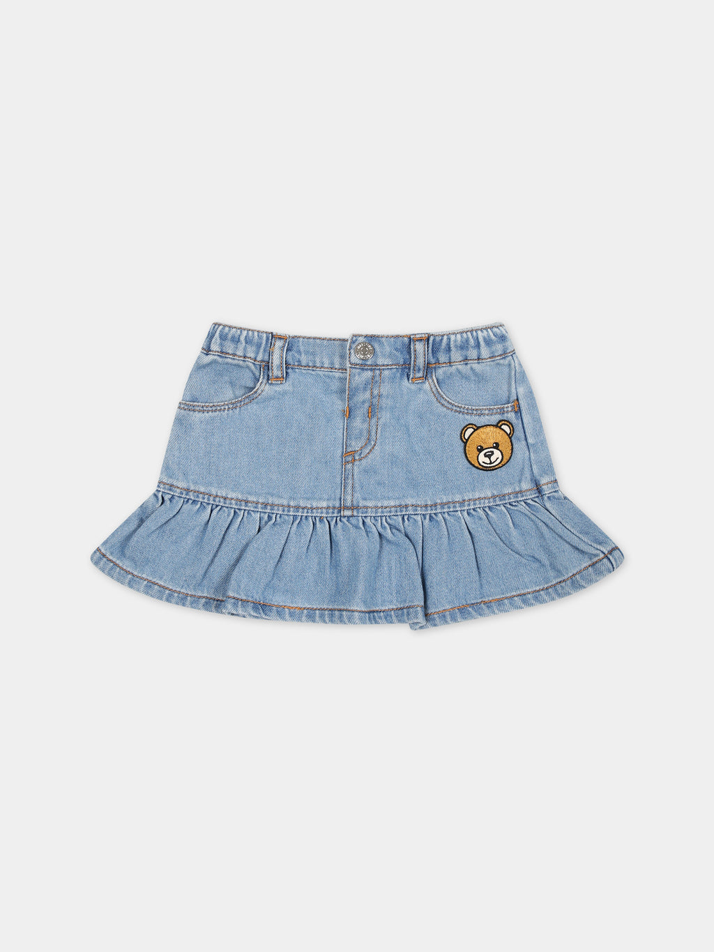 Casual denim skirt for baby girl with Teddy Bear